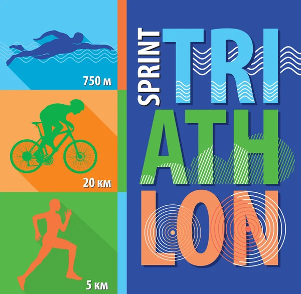 Poster sprint triathlon — Stock Vector