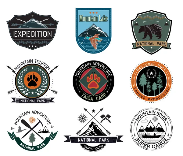 Set of vintage woods camp badges