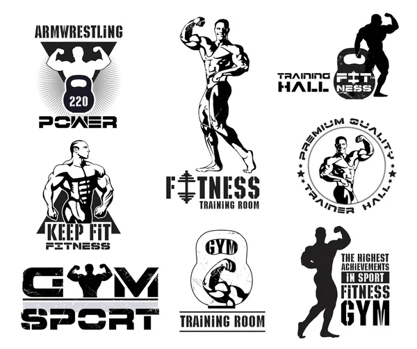 Set van vintage Bodybuilding — Stockvector