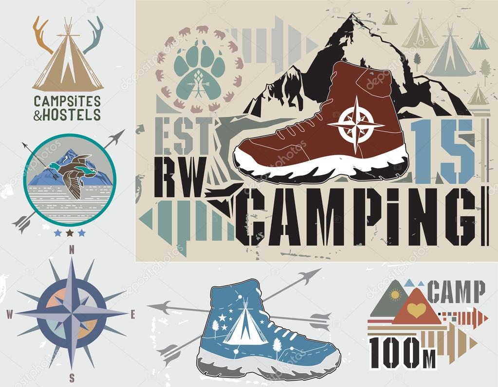 Set of retro camping logos