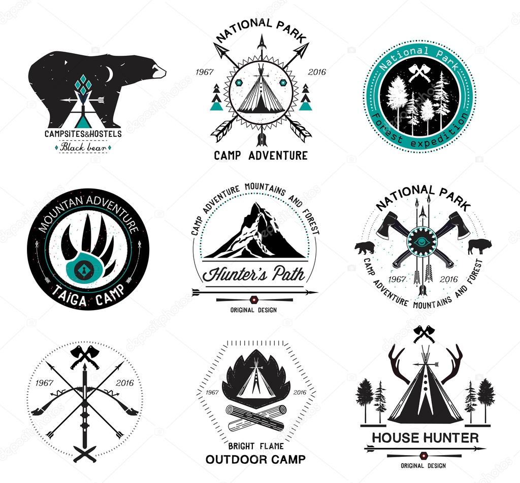 Set of hunting, ethnics logo