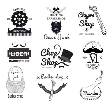 Retro erkek Kuaför Salonu logo kümesi