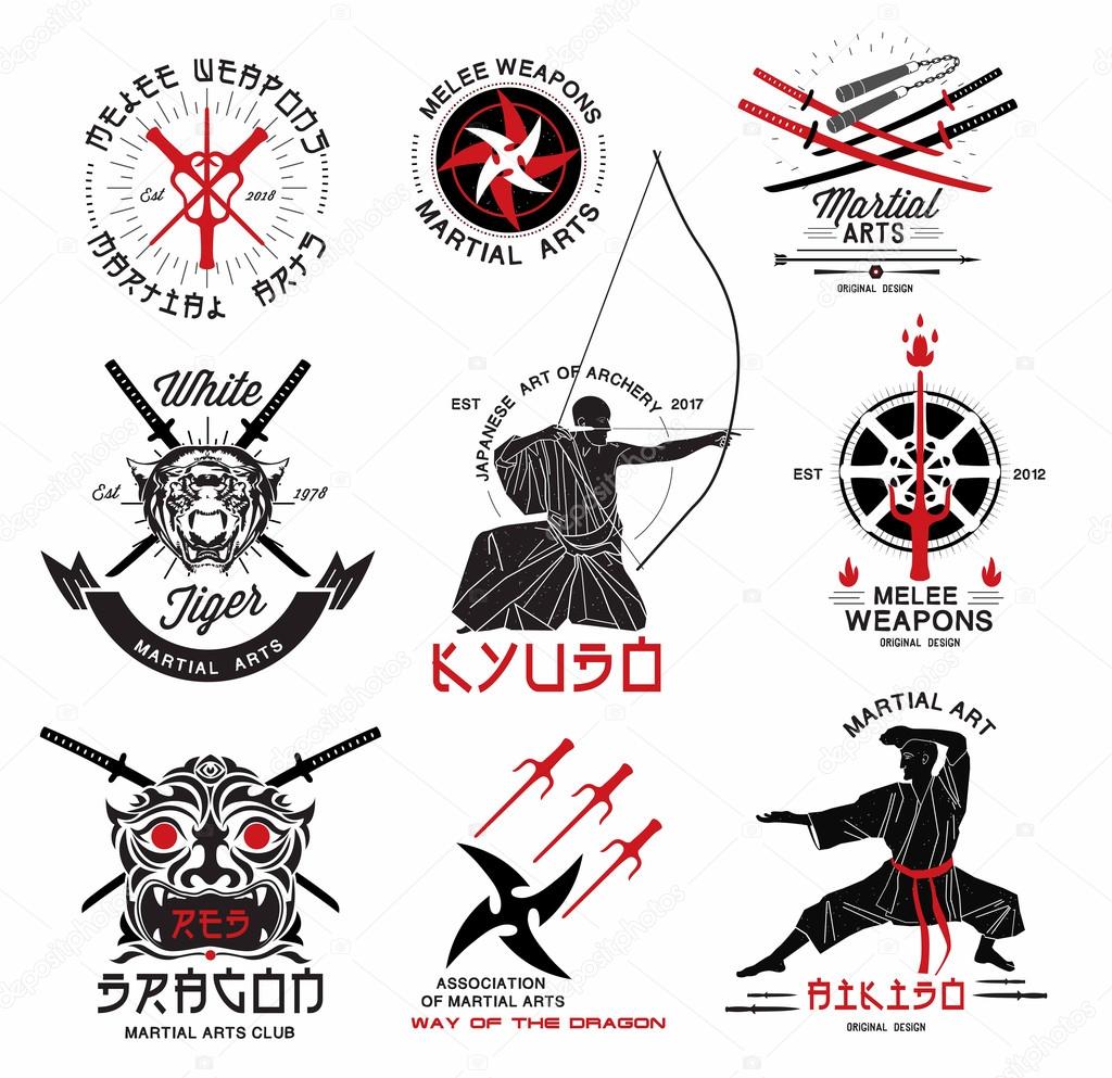 Set of martial arts logos