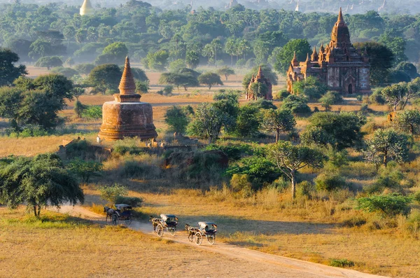 Σπίτια άμαξες στην πεδιάδα του Bagan Εικόνα Αρχείου