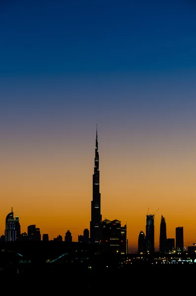Twilight scene of high rise buildings  in Dubai, UAE. Stock Picture