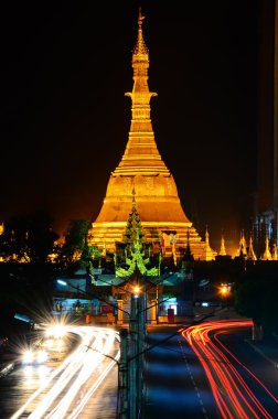 Sule pagoda adlı gece, yangon, myanmar