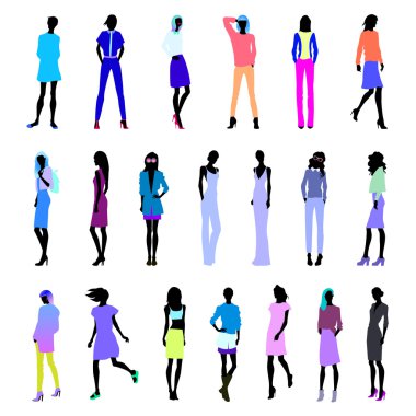 Set of colored female clothes
