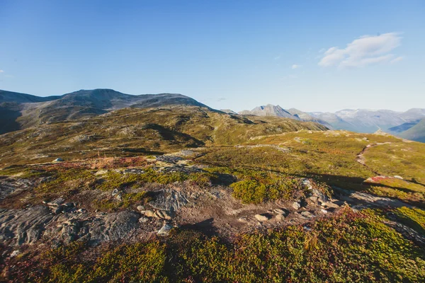 Hiking in Norway, classic norwegian scandinavian summer mountain — Stock Photo, Image