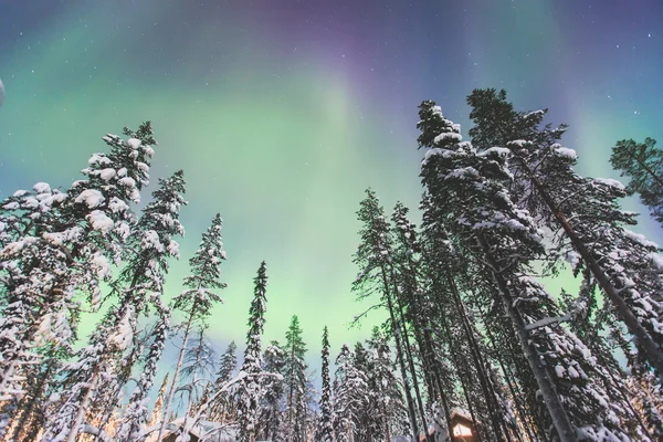 Schönes Bild von massiven bunten grünen, lebendigen Polarlichtern — Stockfoto