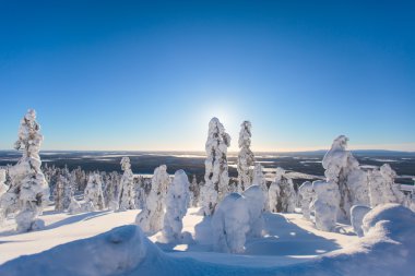 Güzel bir Kayak Merkezi, güneşli kış günü yamaç, Bakırlı ve teleferik ile soğuk dağ manzarası
