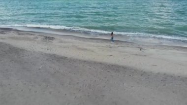 Curonian tükürüğünün geniş görüşlü güzel hava aracı. Kurshskaya Kosa Ulusal Parkı. Curonian Lagoon ve Baltık Denizi, Kaliningrad Oblastı, Rusya ve Klaipeda İlçesi. Litvanya, yaz günü. 