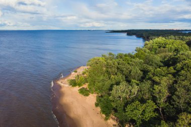 Batı Kotlin 'in canlı yaz manzarası doğa rezervi, kuş izleme kulesi, Kotlin Adası, Kronstadt, Saint-Peterburg, Russi
