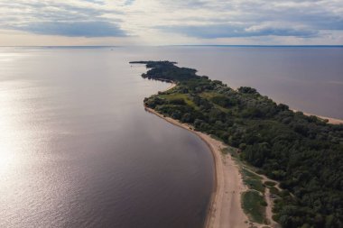 Batı Kotlin 'in canlı yaz manzarası doğa rezervi, kuş izleme kulesi, Kotlin Adası, Kronstadt, Saint-Peterburg, Russi