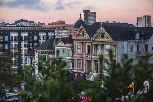 Utsikt Över San Francisco Gator Med Alamo Torget Och Stadens — Stockfoto