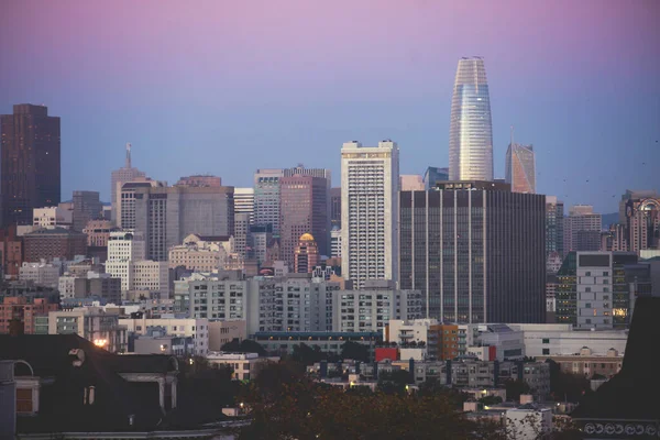 Vista Delle Strade San Francisco Con Piazza Alamo Skyline Della — Foto Stock