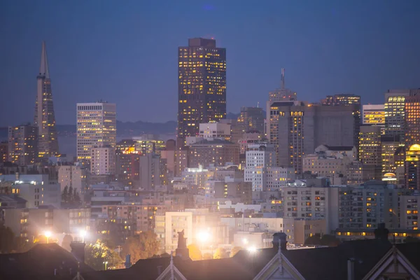 Vista Das Ruas São Francisco Com Alamo Square Skyline Cidade — Fotografia de Stock