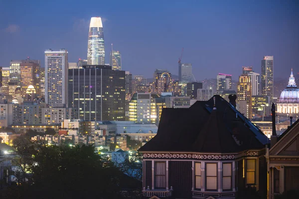 Utsikt Över San Francisco Gator Med Alamo Torget Och Stadens — Stockfoto