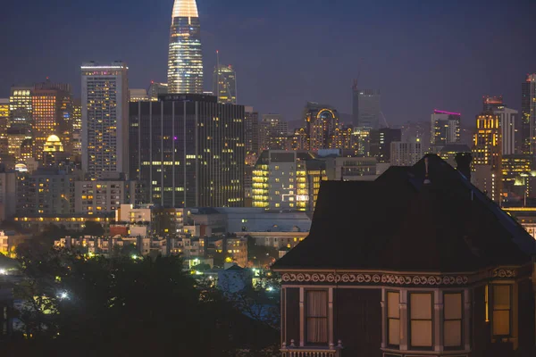 Utsikt Över San Francisco Gator Med Alamo Torget Och Stadens — Stockfoto