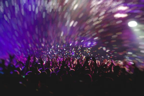 Crowded Concert Hall Scene Stage Lights Rock Show Performance People — Stock Photo, Image