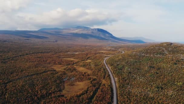Sunny Őszi Kilátás Abisko Nemzeti Park Kiruna Önkormányzata Lappföld Norrbotten — Stock videók