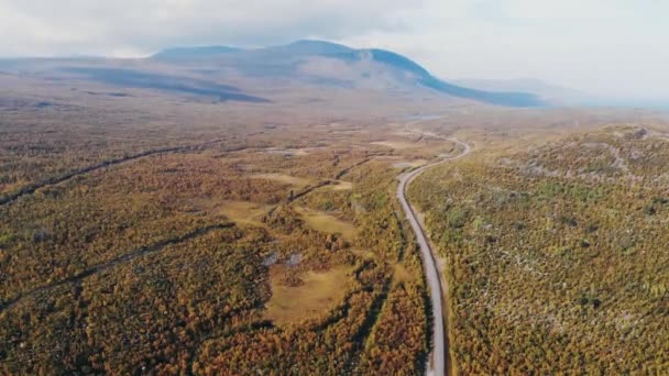 Słoneczny Jesień Widok Abisko Park Narodowy Kiruna Gmina Laponia Norrbotten — Wideo stockowe