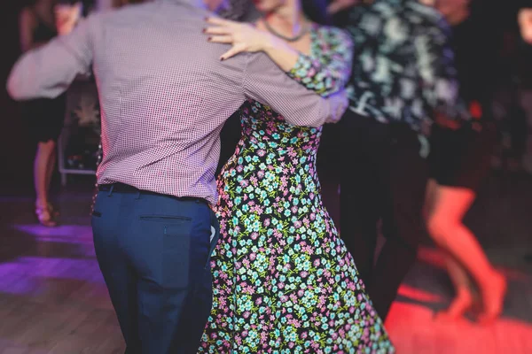 Couples Dancing Traditional Latin Argentinian Dance Milonga Ballroom Hall Tango — Stock fotografie