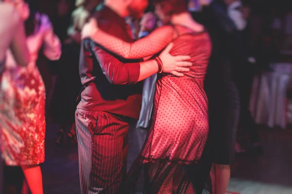 Couples Dancing Traditional Latin Argentinian Dance Milonga Ballroom Hall Tango — 图库照片