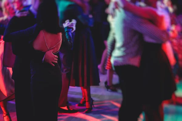 Couples Dancing Traditional Latin Argentinian Dance Milonga Ballroom Hall Tango — Zdjęcie stockowe
