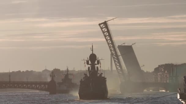 Vue Marine Russe Cuirassés Navals Militaires Russes Modernes Navires Guerre — Video