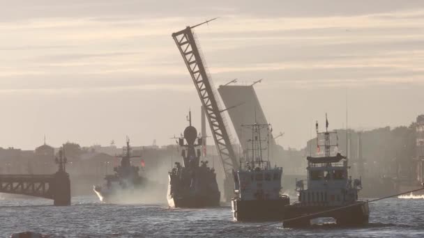 Vista Della Marina Russa Moderne Navi Guerra Navali Militari Russe — Video Stock