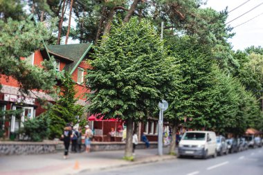 Svetlogorsk manzarası, eski Alman Rauschen, sahil beldesi, Svetlogorsky Bölgesi, Kaliningrad Oblastı, Rusya, deniz kıyısı, şehir ve Baltık deniz manzarası