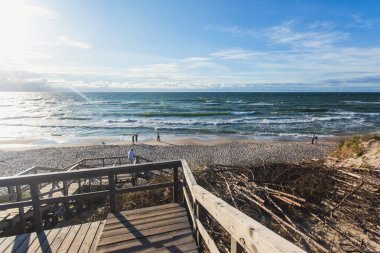 Curonian salyası, Kurshskaya Kosa Ulusal Parkı, Curonian Gölü ve Baltık Denizi, Kaliningrad Oblastı, Rusya ve Klaipeda İlçesi, Litvanya Yazı,