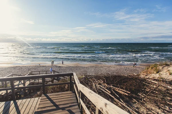 Curonian spit, beautiful vibrant view of Kurshskaya Kosa National Park, Curonian Lagoon and the Baltic Sea, Kaliningrad Oblast, Russia and Klaipeda County, Lithuania, summer