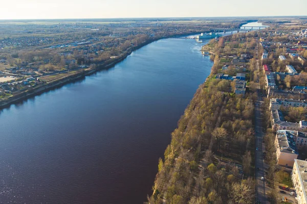 Volkhov City Aerial Vibrant View Panorama Administrative Center Volkhovsky District — Stock Photo, Image