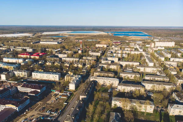 Volkhov Stadt Luftaufnahme Lebendige Ansicht Panorama Verwaltungszentrum Des Volkhovsky Bezirks — Stockfoto