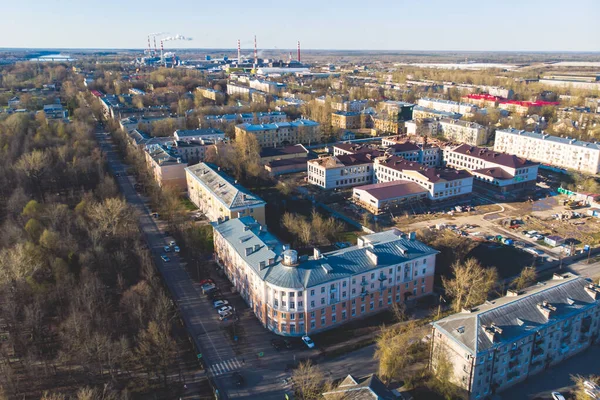Volkhov Πόλη Εναέρια Ζωντανή Άποψη Πανόραμα Διοικητικό Κέντρο Της Volkhovsky — Φωτογραφία Αρχείου
