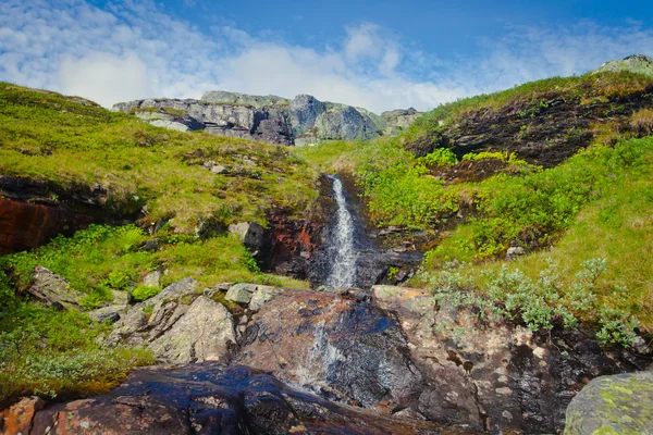 Gyönyörű élénk Panoráma kép-Izlandi vízesés az Izlandi goddafoss gullfoss skogafoss skogarfoss dettifoss seljalandsfoss kilátással — Stock Fotó