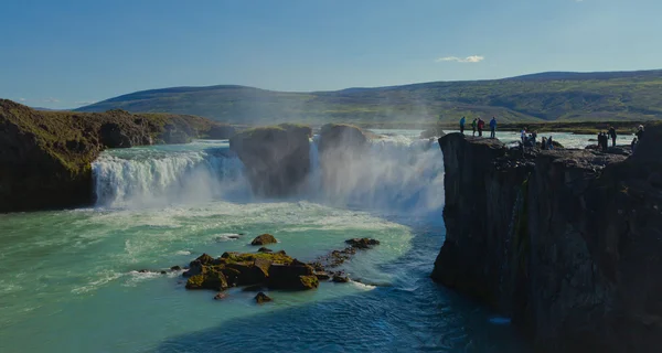 Vackra levande panorama bild med utsikt på isländska vattenfall i Island goddafoss gullfoss skogafoss skogarfoss dettifoss seljalandsfoss — Stockfoto