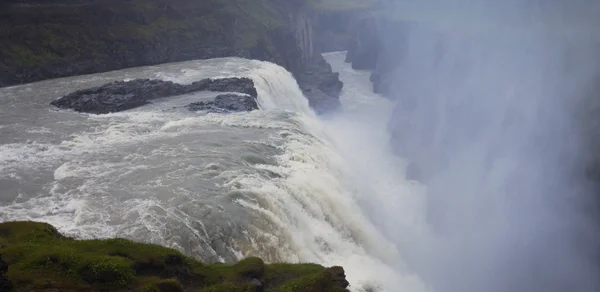 Hermosa imagen panorámica vibrante con una vista sobre la cascada de hielo en iceland goddafoss gullfoss skogafoss skogarfoss dettifoss seljalandsfoss —  Fotos de Stock