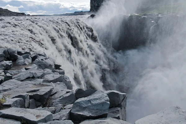 Gyönyörű élénk Panoráma kép-Izlandi vízesés az Izlandi goddafoss gullfoss skogafoss skogarfoss dettifoss seljalandsfoss kilátással — Stock Fotó