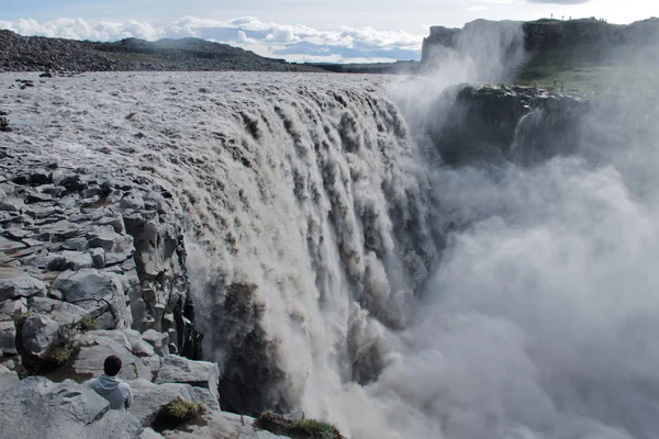 Beautiful vibrant panorama picture with a view on icelandic waterfall in iceland goddafoss gullfoss skogafoss skogarfoss dettifoss seljalandsfoss — Stock Photo, Image