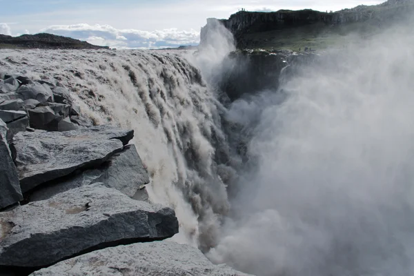 Mooie levendige panorama foto met een uitzicht op IJslandse waterval in IJsland goddafoss gullfoss skogafoss skogarfoss dettifoss seljalandsfoss — Stockfoto