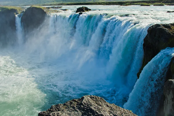 Belle image de panorama dynamique avec une vue sur la cascade de glace en iceland goddafoss gullfoss skogafoss skogarfoss dettifoss seljalandsfoss — Photo