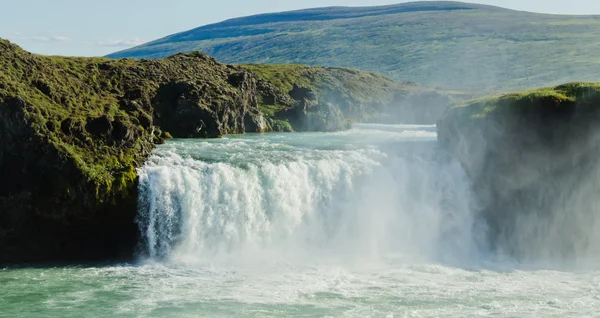 アイスランド アイスランド goddafoss グトルフォス スコウガ滝クヴォルスヴォールル dettifoss セリャラントスフォスの滝を望む美しい活気のあるパノラマ画像 — ストック写真