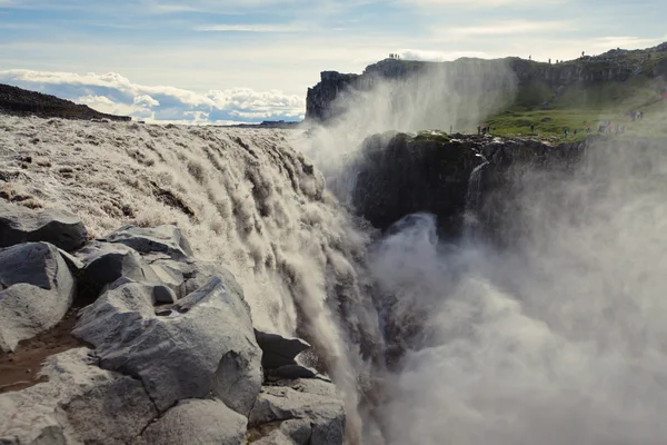 Obrázek krásné zářivé panorama s výhledem na islandský vodopád na Islandu goddafoss gullfoss skogafoss skogarfoss dettifoss seljalandsfoss — Stock fotografie