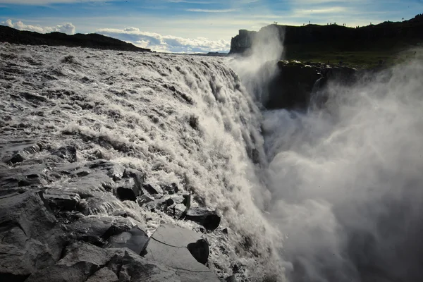 Gyönyörű élénk Panoráma kép-Izlandi vízesés az Izlandi goddafoss gullfoss skogafoss skogarfoss dettifoss seljalandsfoss kilátással — Stock Fotó