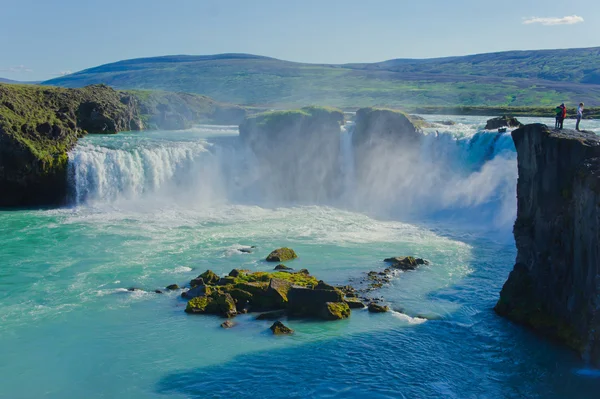 Bela imagem panorama vibrante com uma vista sobre a cachoeira icelandic em iceland goddafoss gullfoss skogafoss skogarfoss dettifoss seljalandsfoss Imagens Royalty-Free