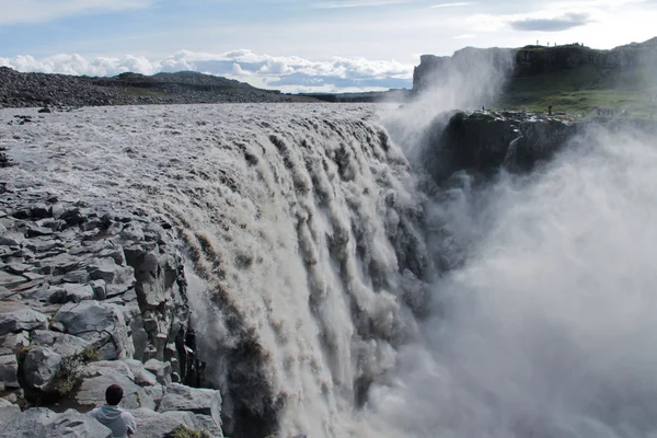 アイスランド アイスランド goddafoss グトルフォス スコウガ滝クヴォルスヴォールル dettifoss セリャラントスフォスの滝を望む美しい活気のあるパノラマ画像 ロイヤリティフリーのストック画像