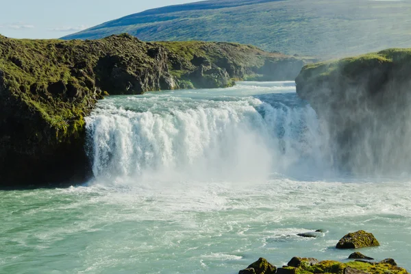 アイスランド アイスランド goddafoss グトルフォス スコウガ滝クヴォルスヴォールル dettifoss セリャラントスフォスの滝を望む美しい活気のあるパノラマ画像 ストック画像