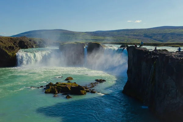 Schönes lebendiges Panoramabild mit Blick auf isländischen Wasserfall in Island goddafoss gullfoss skogafoss skogarfoss dettifoss seljalandsfoss — Stockfoto